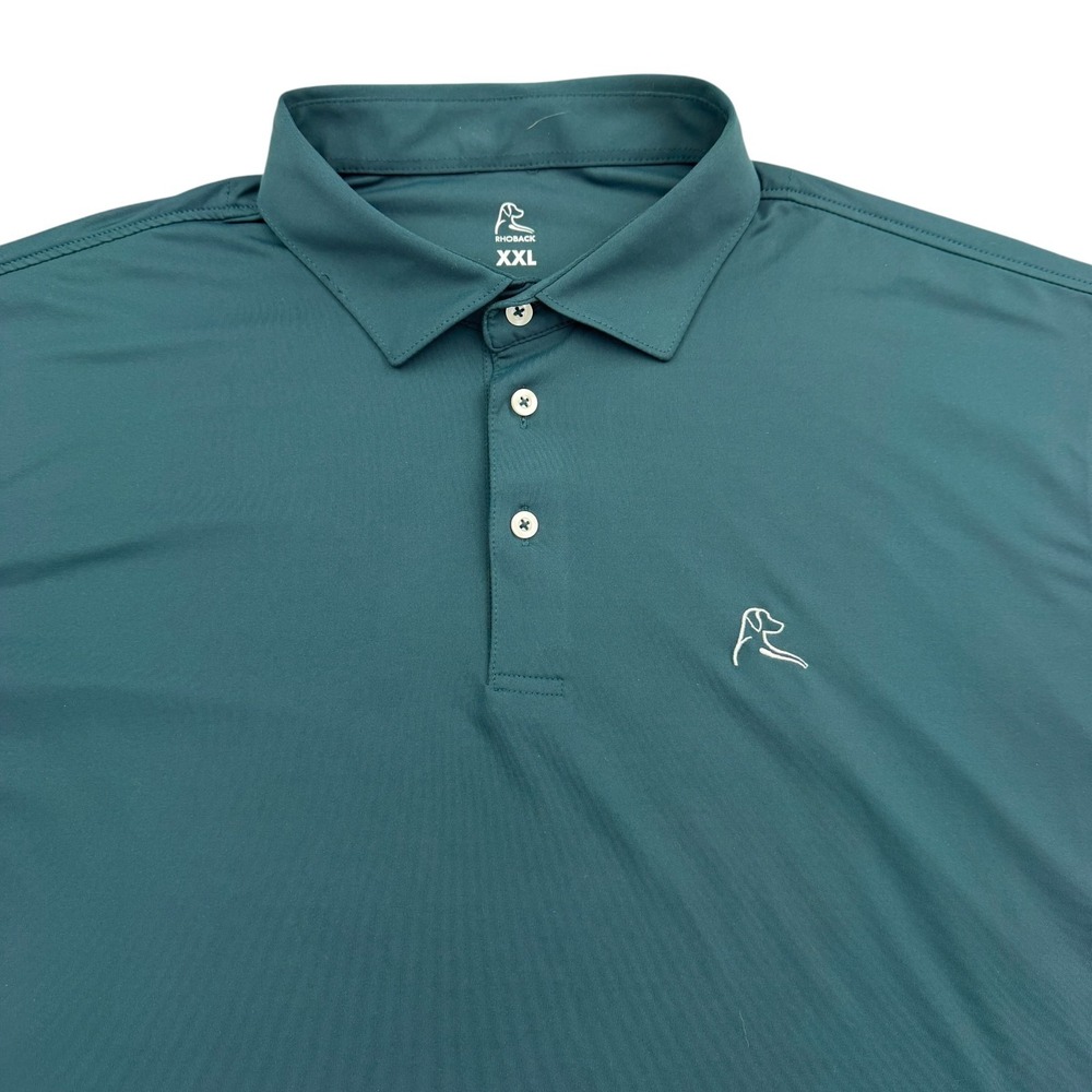 Rhoback Polo Shirt Mens 2XL Green Short Sleeve Performance Stretch Golf